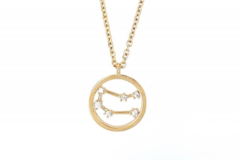 [Ozel] Subtle Charm Glossy Brass Cubic Necklace